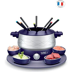 TEFAL EF351412 Simply Invents Fondue électrique 8 p, Thermostat réglable, Caquelon antiadhésif, Plateau rotatif, 5 ramequins