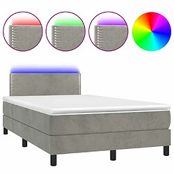 Maison Chic Lit adulte- Lit + matelas,Sommier à lattes de lit avec matelas LED gris clair 120x190 cm -GKD40927