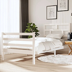 Maison Chic Lit Moderne Chambre - Cadre/structure de lit pour adulte Blanc Bois massif 90x190 cm Simple -MN28119