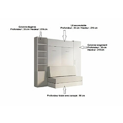 Acheter Inside 75 Composition lit escamotable blanc DYNAMO SOFA canapé intégré blanc cassé 140*200 cm L : 255 cm