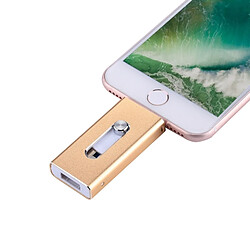 Acheter Wewoo Clé USB or pour iPhone et iPad & iPod la plupart des smartphones Android PC 3 en 1 USB 2.0 Lightning 8 broches Micro USB 16 Go Flash Drive,