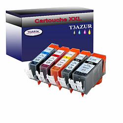 Lot de 5 Cartouches Compatibles Canon PGI520 XL/CLI521 XL - T3AZUR Lot de 5 Cartouches Compatibles pour Canon Pixma iP3600, iP4600, iP4700 (1Bk/1PBk/1C/1M/1Y) - T3AZUR