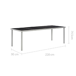 vidaXL Table de jardin Noir 220x90x74,5 cm Acier pas cher