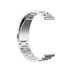 Wewoo Bracelet pour montre connectée Applicable à la génération Ticwatch / Moto360 Deuxième 460 / Samsung GearS3 / Huawei GT Universal 22 mm en acier inoxydable papillon boucle trois perles argent pas cher