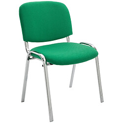 Decoshop26 Chaise visiteur empilable zone d'attente en tissu vert piètement à 4 pieds en métal chromé 10_0003371