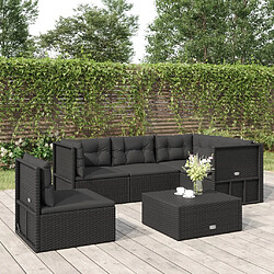 vidaXL Salon de jardin 5 pcs avec coussins Noir Résine tressée