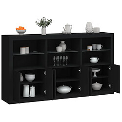 Maison Chic Commode Buffet - Meuble de rangement avec lumières LED noir 181,5x37x100 cm -GKD21069