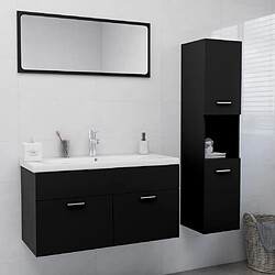 vidaXL Ensemble de meubles de salle de bain Noir Aggloméré 