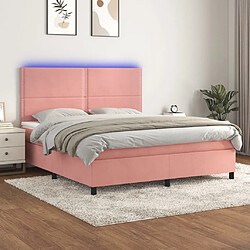 vidaXL Sommier à lattes de lit matelas et LED Rose 160x200 cm Velours