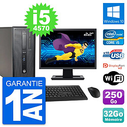 PC Tour HP 800 G1 Ecran 22" Intel i5-4570 RAM 32Go Disque 250Go Windows 10 Wifi - Occasion