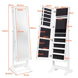 Acheter Helloshop26 Armoire à bijoux sur pied avec miroir psyché inclinable à 4 angles rangement et présentoir pour bijoux blanc 20_0005414