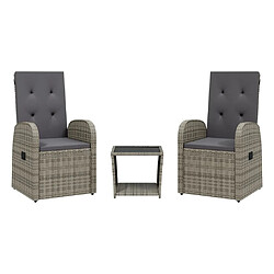 Maison Chic Ensemble à manger d'extérieur 3 pcs avec coussins,Salon de jardin gris résine tressée -GKD622389