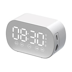 Yonis Mini Enceinte Bluetooth Avec Horloge Alarme Puissante 3W Réveil Bluetooth Mini Enceinte S15 Son HD Alarme Dual Radio FM Blanc YONIS