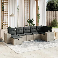 vidaXL Salon de jardin avec coussins 7 pcs gris résine tressée 