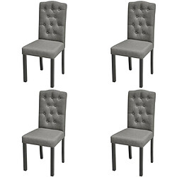 Decoshop26 Lot de 4 chaises de salle à manger cuisine dossier capitonné pieds en bois gris tissu CDS021610 