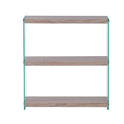 Pegane Etagère basse en verre à 3 niveaux coloris chêne - Longueur 75 x Largeur 29 x hauteur 81 cm 