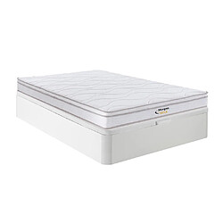 Vente-Unique Ensemble 160 x 200 cm sommier coffre blanc + matelas ressorts 3 zones et mémoire de forme ép.20cm - WOLKENTANZ de MORGENGOLD