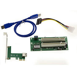 Kalea-Informatique Adaptateur Convertisseur PCI vers PCI Express PCIe 1x - 2 PORTS - CHIPSET ASM - Liaison par cordon USB3 50cm