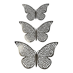 Universal 12PCS 3D papillon en métal, décoration murale en argent.