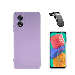 Jeu de films en verre trempé de la couverture 5D + Cas de silicone liquide + SuppOrt Magnétique L Voiture de conduite sécuritaire Phonecare pour Oppo A38 4G - Violet