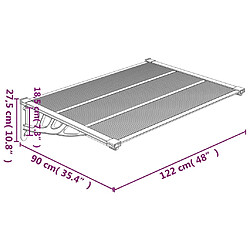 vidaXL Auvent de porte Noir et transparent 122x90 cm Polycarbonate pas cher