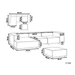 Avis Beliani Section 3 places angle côté droit de canapé modulable avec ottoman en tissu gris APRICA