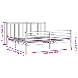 vidaXL Cadre de lit avec tête de lit 200x200 cm bois massif pas cher