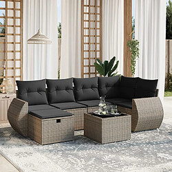 vidaXL Salon de jardin avec coussins 7 pcs gris résine tressée 