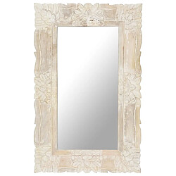 vidaXL Miroir Blanc 80x50 cm Bois de manguier massif