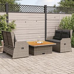 vidaXL Salon de jardin 3 pcs avec coussins Gris Résine tressée 