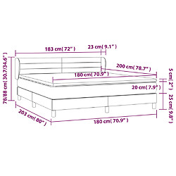 vidaXL Sommier à lattes de lit avec matelas Gris foncé 180x200cm Tissu pas cher