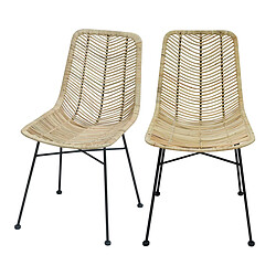 Rendez Vous Deco Chaise Tamara en rotin naturel pieds noirs (lot de 2) 