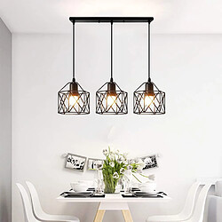 Acheter Stoex Lustre suspension Luminaire Vintage Cage Métal forme Diamant, 3 Lampes E27 Lustr