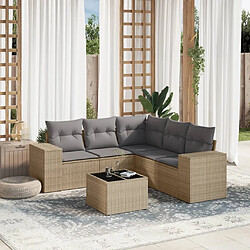 vidaXL Salon de jardin avec coussins 6 pcs beige résine tressée 