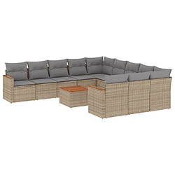 vidaXL Salon de jardin et coussins 12 pcs mélange beige résine tressée