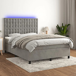 vidaXL Sommier à lattes de lit matelas et LED Gris clair 140x200 cm 