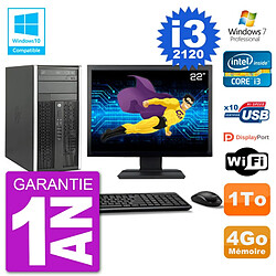 PC HP 6300 MT Ecran 22" Core i3-2120 RAM 4Go Disque 1To Graveur DVD Wifi W7 · Occasion 