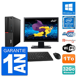 PC Lenovo M800 SFF Ecran 22" Intel G4400 RAM 32Go Disque Dur 1To Windows 10 Wifi - Occasion