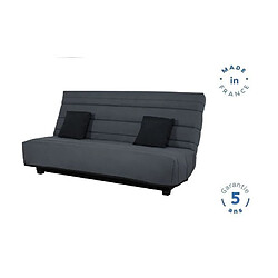 Avis DUNLOPILLO Banquette Clic clac - Tissu Gris + 2 coussins Noir - L 194 x P 98 x H 102 cm - Made in France - ALEX