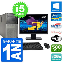 PC Tour Dell 9010 Ecran 22" Intel i5-2400 RAM 32Go Disque 500Go Windows 10 Wifi - Occasion