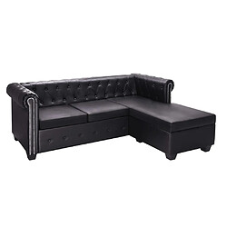 vidaXL Canapé Chesterfield en forme de L cuir synthétique noir