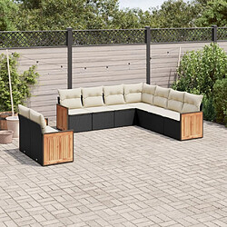 Maison Chic Ensemble Tables et chaises d'extérieur 9 pcs avec coussins,Salon de jardin noir résine tressée -GKD429593