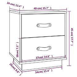 vidaXL Tables de chevet 2 pcs Noir 40x34x45 cm Bois de pin massif pas cher