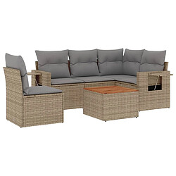 vidaXL Salon de jardin avec coussins 6pcs mélange beige résine tressée