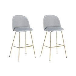 Beliani Tabouret de bar Set de 2 Velours Gris clair ARCOLA 