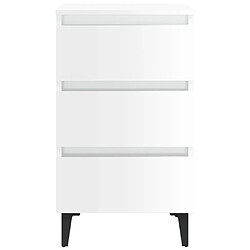 Acheter Maison Chic Table de chevet avec pieds en métal, Table basse Blanc brillant 40x35x69 cm