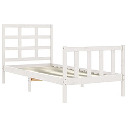 Maison Chic Cadre/structure de lit avec tête de lit pour adulte - Lit Moderne Chambre blanc 90x190 cm bois massif -MN10325 pas cher