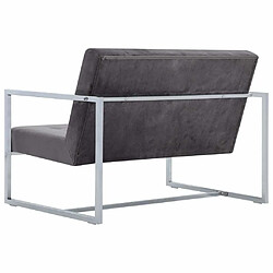 Maison Chic Canapé 2 places avec accoudoirs | Sofa de Salon | Canapé droit Gris foncé Chrome et velours -GKD262135 pas cher