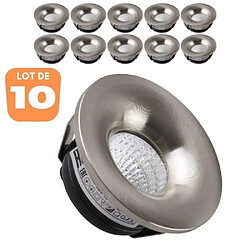 HOROZ ELECTRIC Lot de 10 minis spots LED 3W fixe rond mat chrome