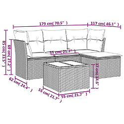 Avis vidaXL Salon de jardin 5 pcs avec coussins gris clair résine tressée